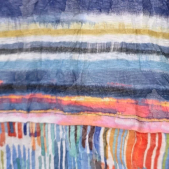 David Cline Crushed Sedona 3/4 Sleeve Crewneck Top Multicolored Striped Size L - Picture 7 of 8